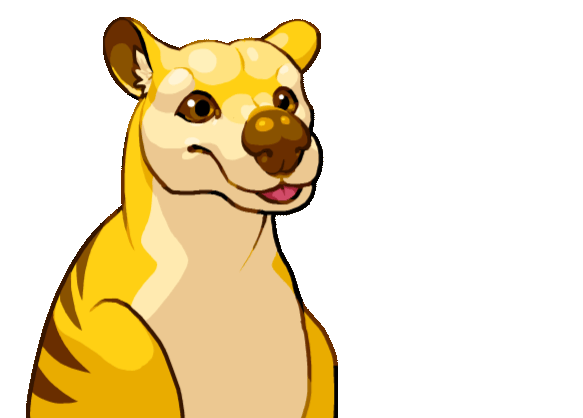 Animated gif of a cursor hand vigorously petting the cute lil thylacine.
